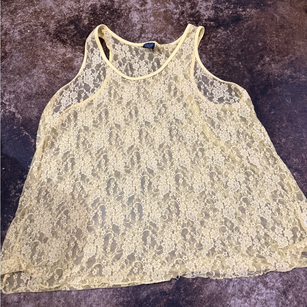 Faded Glory Light Yellow Lace Tank Top